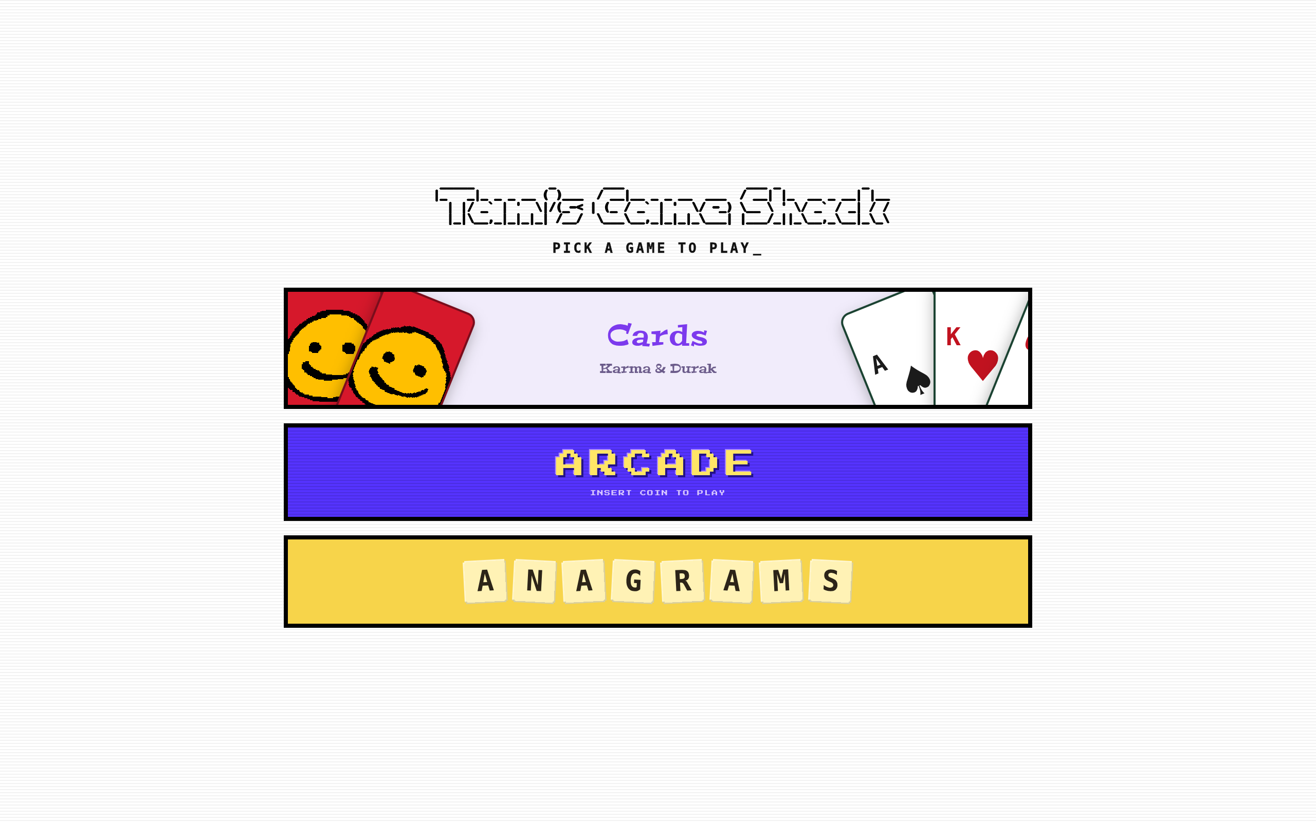 Tam's Game Shack — game collection